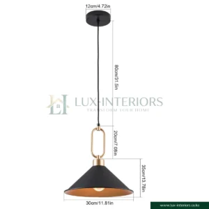 Industrial Pendant Lamp – Triple-Light Modern Farmhouse Ceiling Fixture – Black Finish